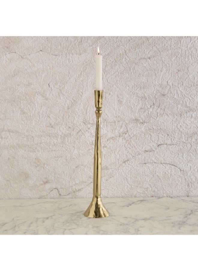 Home Box Aluminium Textured Taper Candleholder - Gold - Image 1